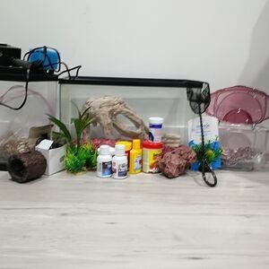 Complete Aquarium Kit with Black and Green Accents